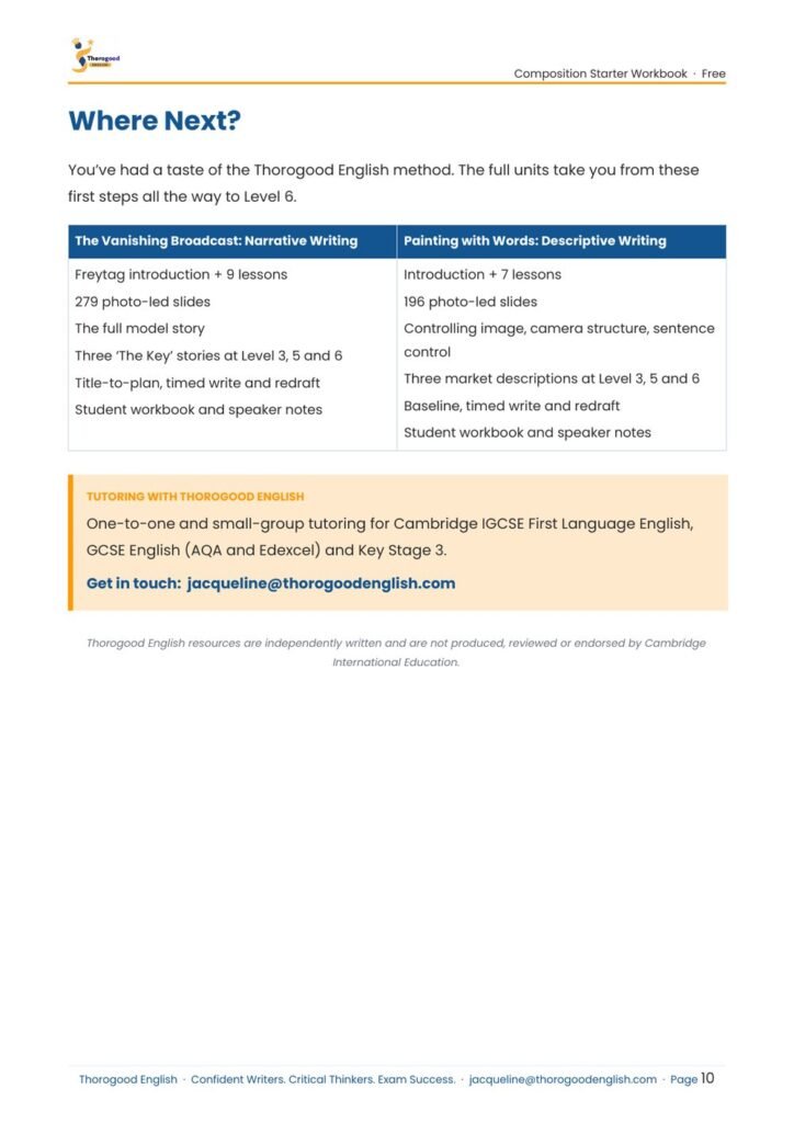 Narrative Writing — Paper 2 for IGCSE First Language English