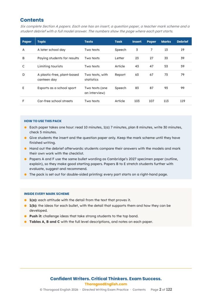 Directed Writing Exam Practice: Six Full Papers — Paper 2 Section A — IGCSE First Language English