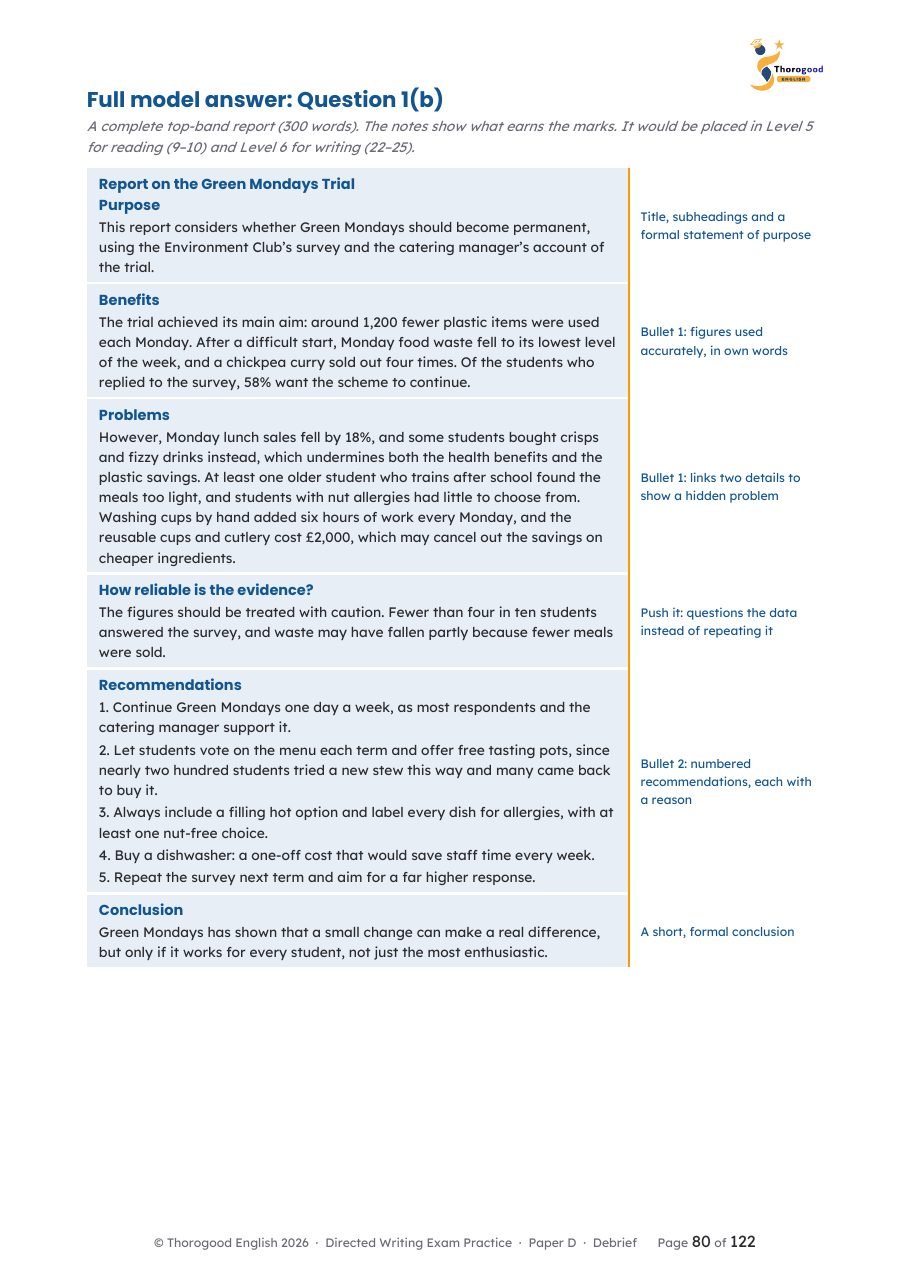 Directed Writing exam practice student debrief preview 2