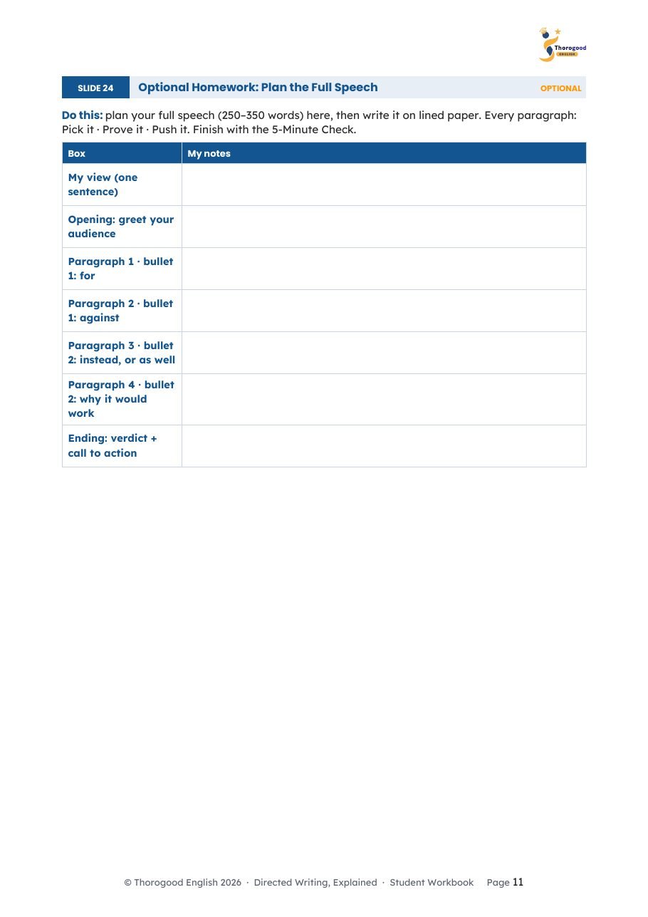 Directed Writing free lesson workbook page preview 5