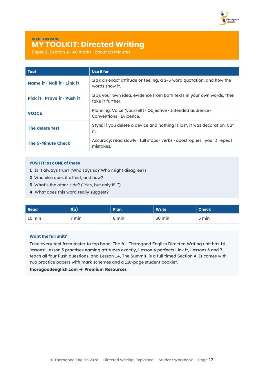 Directed Writing free lesson workbook page preview 6