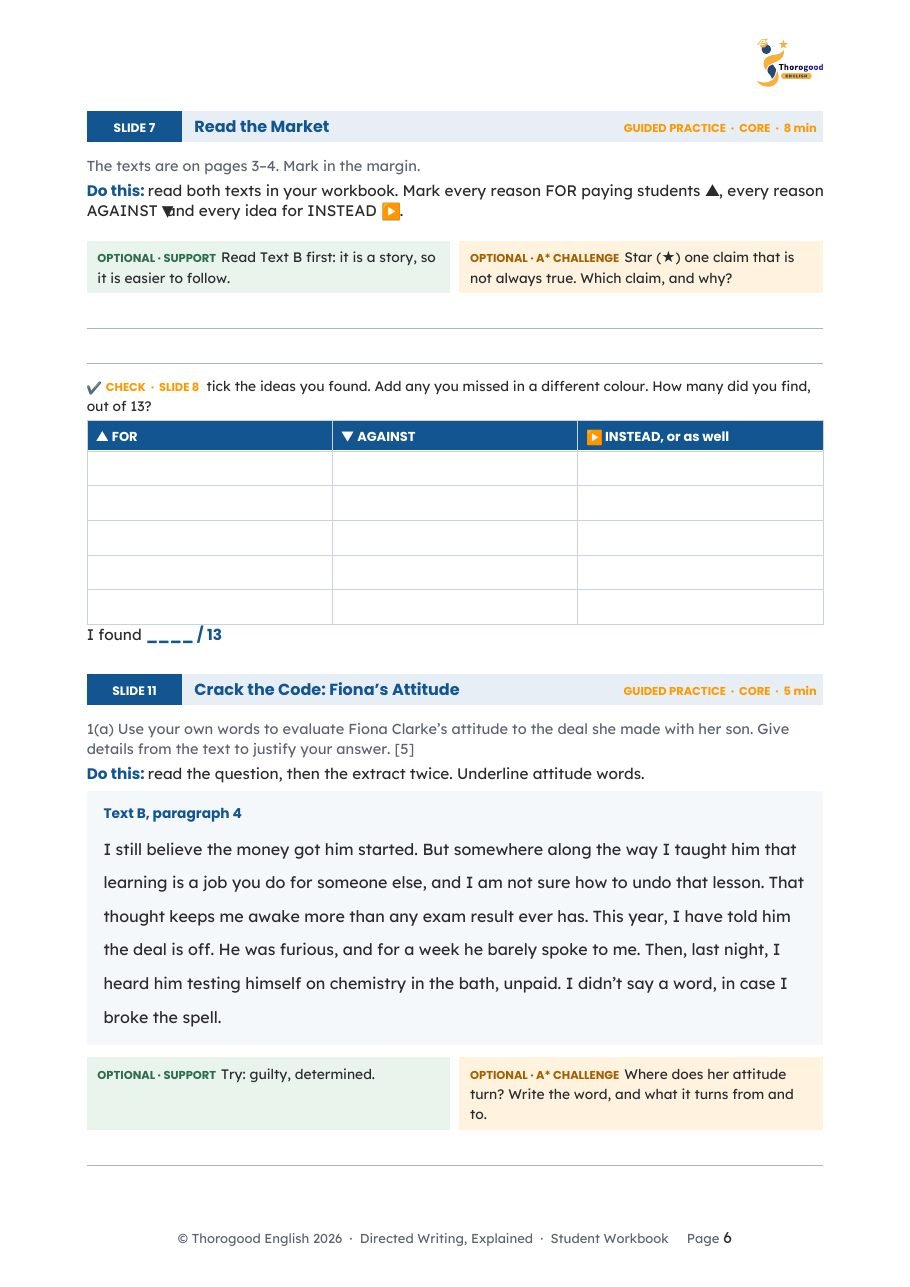 Directed Writing free lesson workbook page preview 3
