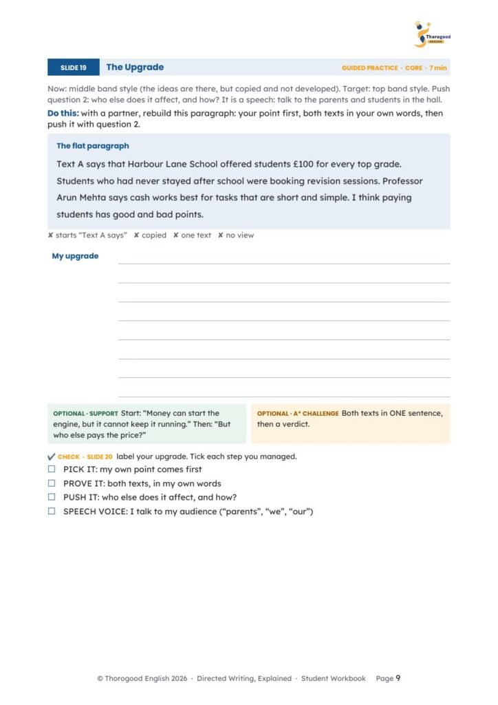 Directed Writing: The Price of a Grade — Paper 2 for IGCSE First Language English