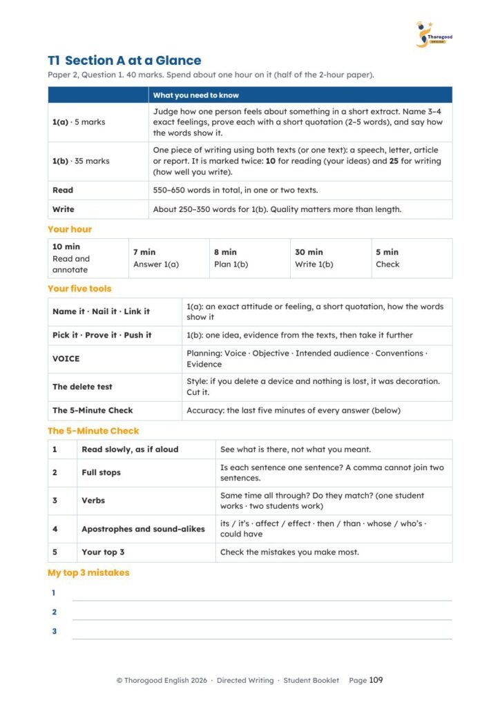 Directed Writing: Full Unit — Paper 2 Section A — IGCSE First Language English