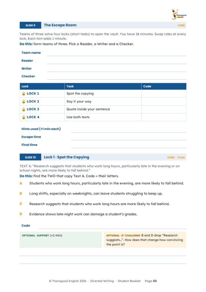 Directed Writing: Full Unit — Paper 2 Section A — IGCSE First Language English