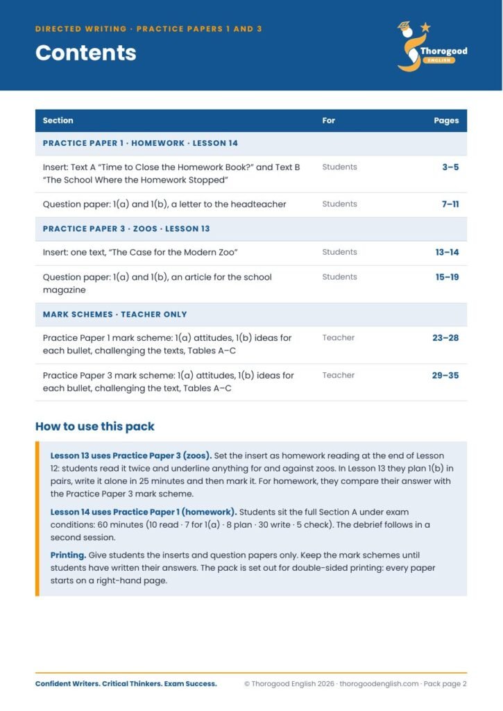 Directed Writing: Full Unit — Paper 2 Section A — IGCSE First Language English