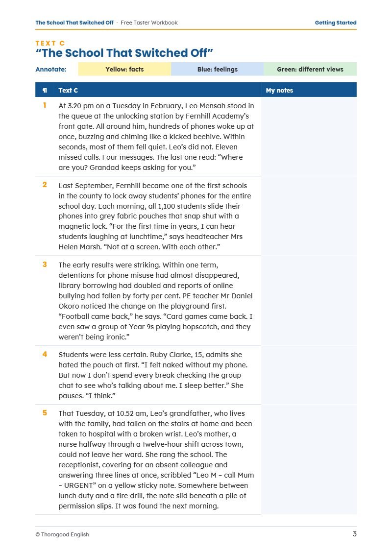 Extended Reading workbook page preview 2
