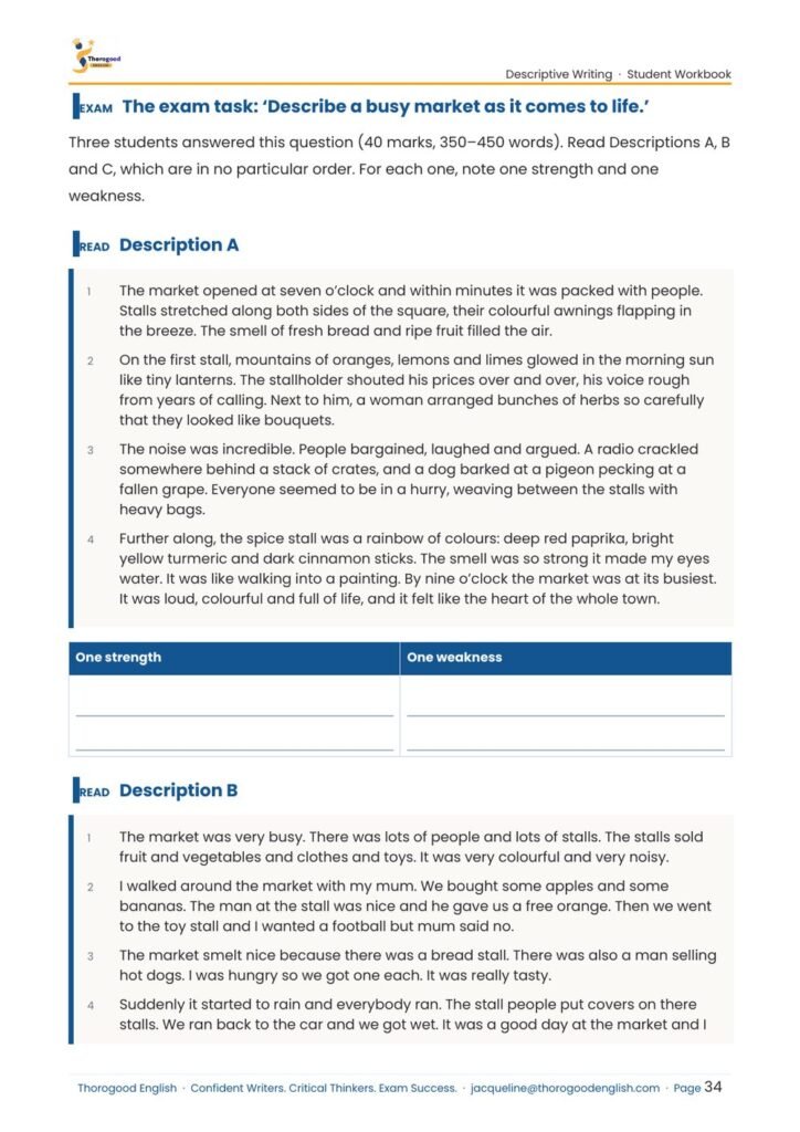 Painting with Words: Descriptive Writing Full Unit — Paper 2 — IGCSE First Language English