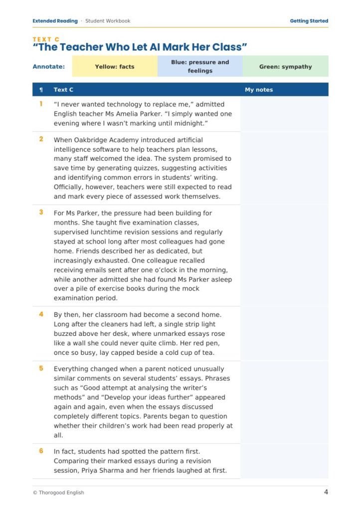 Q4 Extended Reading student workbook page preview