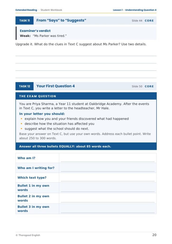 Q4 Extended Reading student workbook page preview