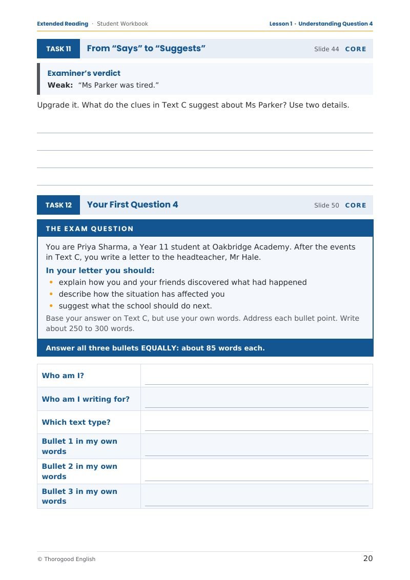 Q4 Extended Reading student workbook page preview