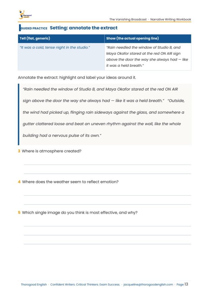 The Vanishing Broadcast: Narrative Writing Full Unit — Paper 2 — IGCSE First Language English