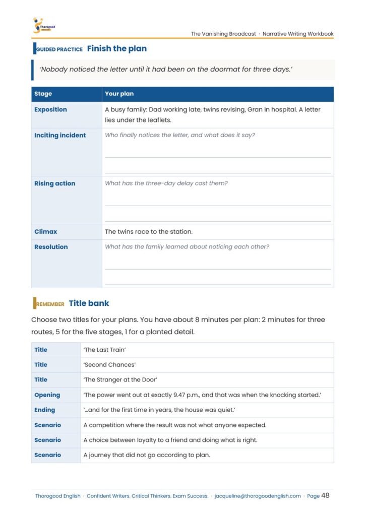 The Vanishing Broadcast: Narrative Writing Full Unit — Paper 2 — IGCSE First Language English