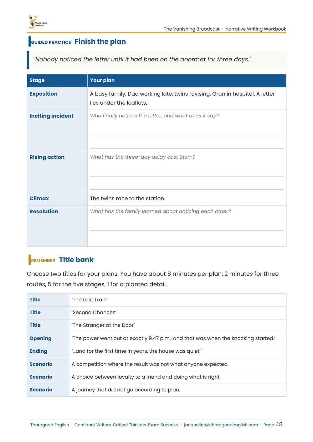 The Vanishing Broadcast student workbook page preview 7