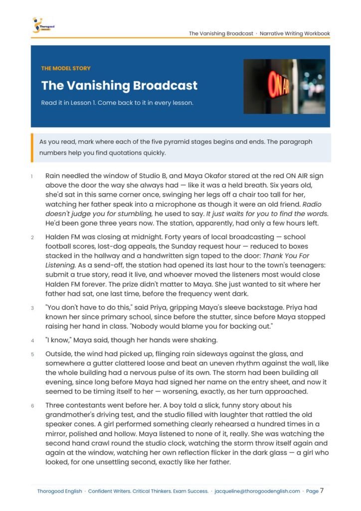 The Vanishing Broadcast: Narrative Writing Full Unit — Paper 2 — IGCSE First Language English