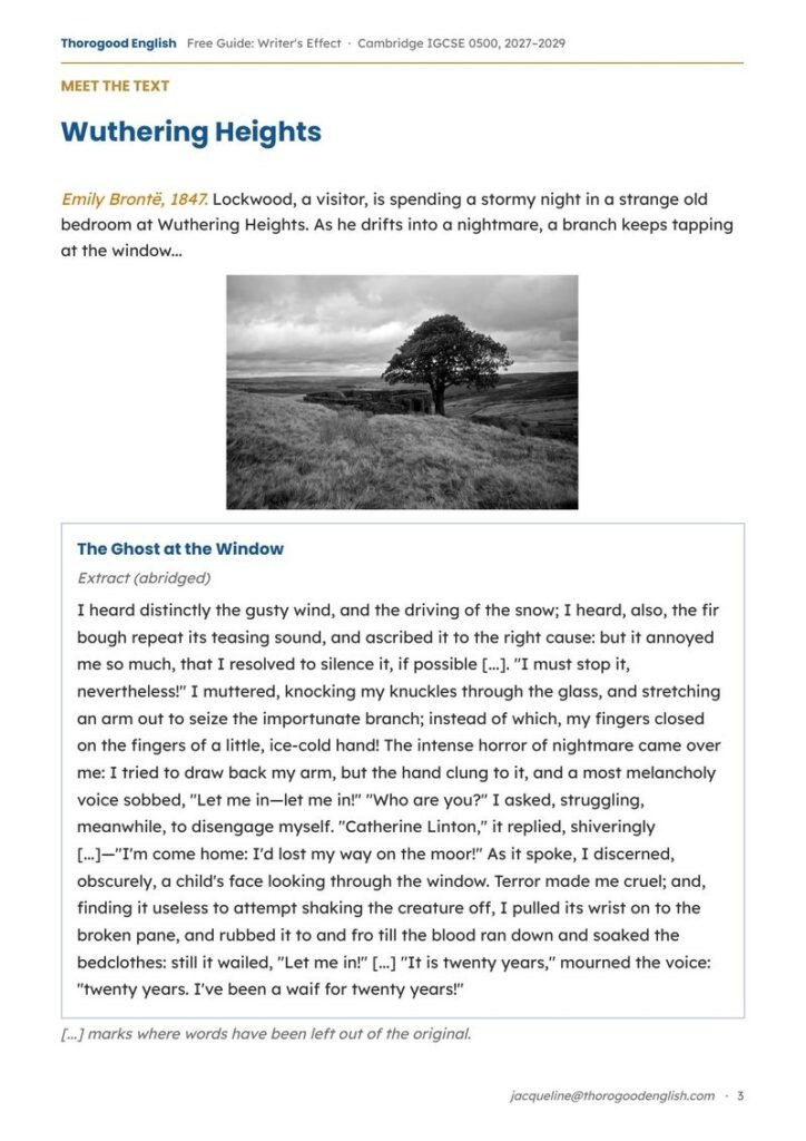 Writer’s Effect — Paper 1 for IGCSE First Language English