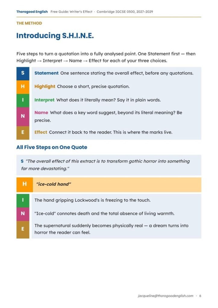 Writer’s Effect — Paper 1 for IGCSE First Language English