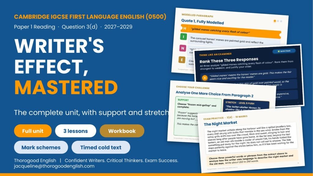 Writer’s Effect, Mastered: Full Unit — Paper 1 Question 3(d) — IGCSE First Language English
