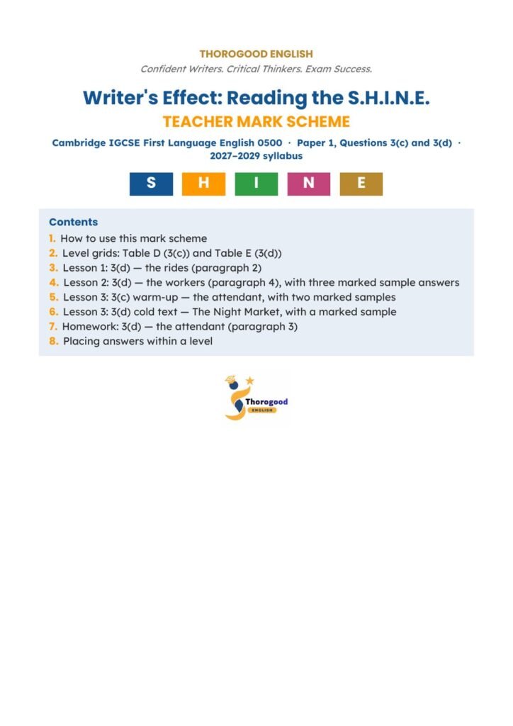 Writer’s Effect, Mastered: Full Unit — Paper 1 Question 3(d) — IGCSE First Language English