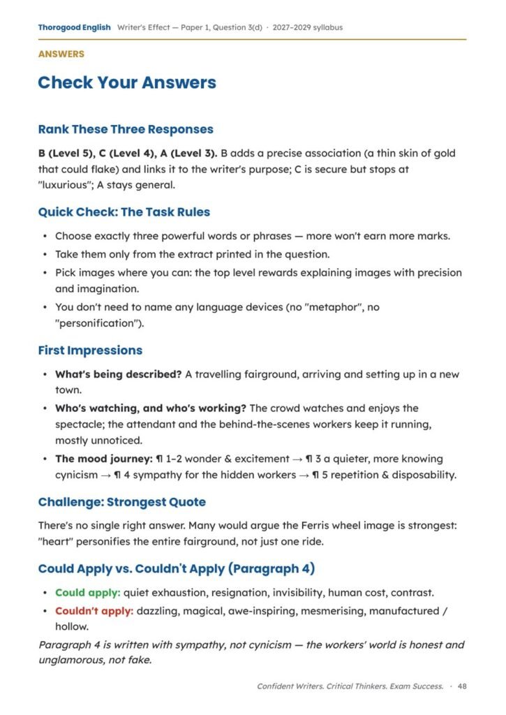 Writer’s Effect, Mastered: Full Unit — Paper 1 Question 3(d) — IGCSE First Language English